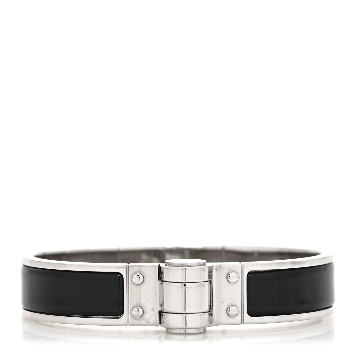 Hermes Enamel Charniere Uni Narrow Hinged Bracelet S Black 1 of 5