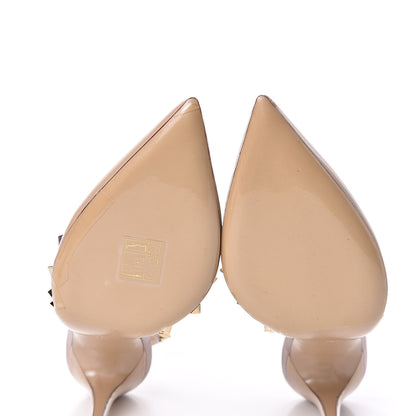 Valentino Garavani Patent Nappa Rockstud Ankle Strap 100mm Pumps 37.5 Camel Rose Poudre 7 of 8