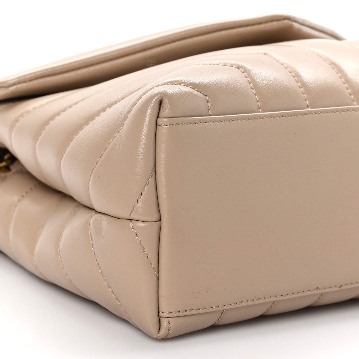 Calfskin Y Quilted Monogram Small Loulou Chain Satchel Dark Beige
