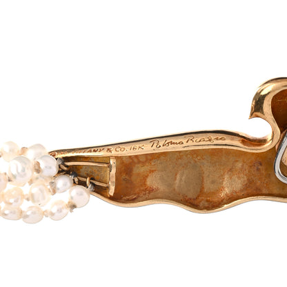Tiffany 18K Yellow Gold Pearl Dove Necklace 4 of 4