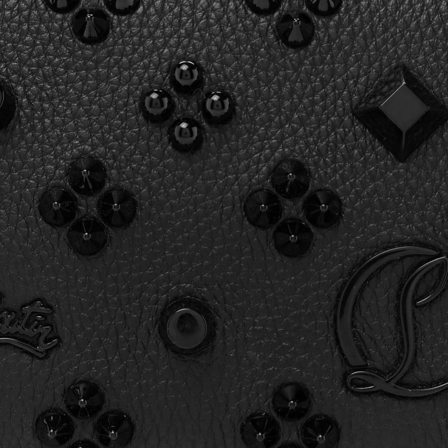 Calfskin Spikes Loubinthesky Paloma Clutch Black