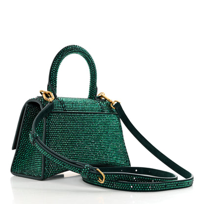 Balenciaga Strass Suede Hourglass Top Handle Bag XS Emerald 2 of 10