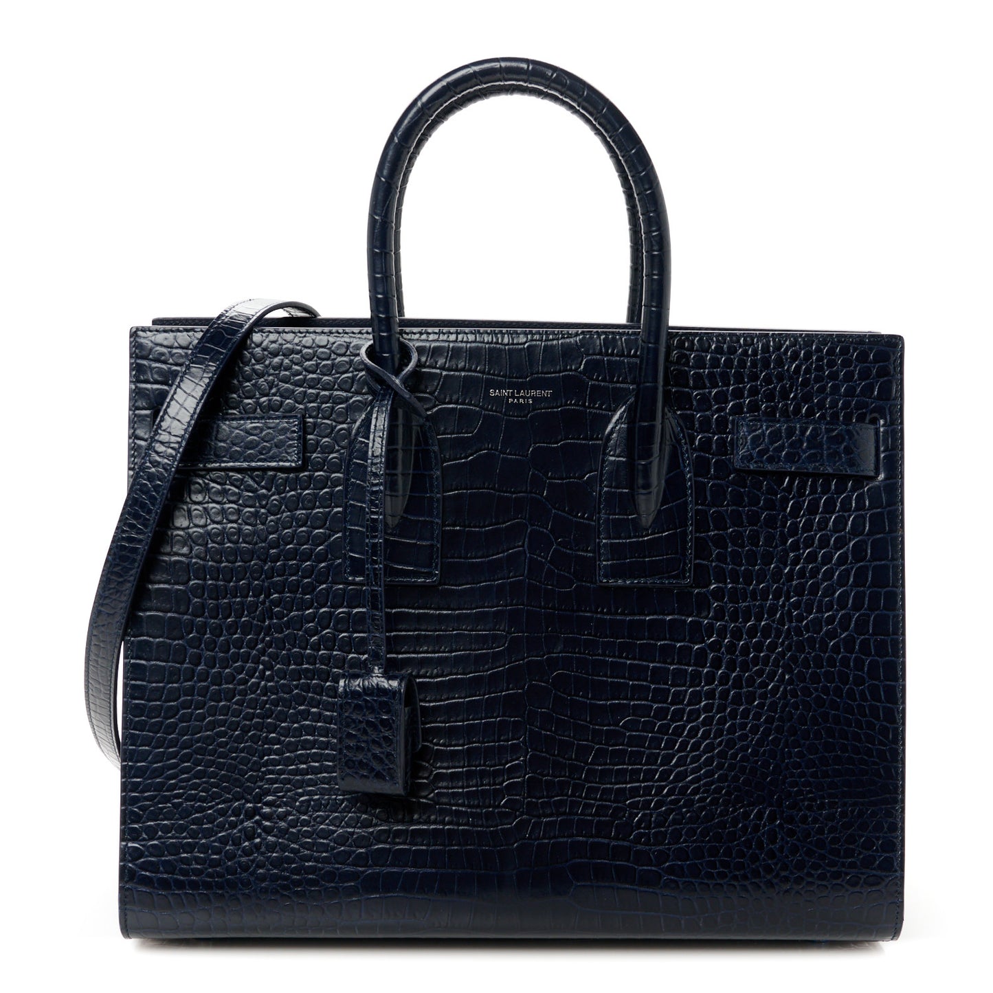 Calfskin Crocodile Embossed Small Sac De Jour Dark Notte