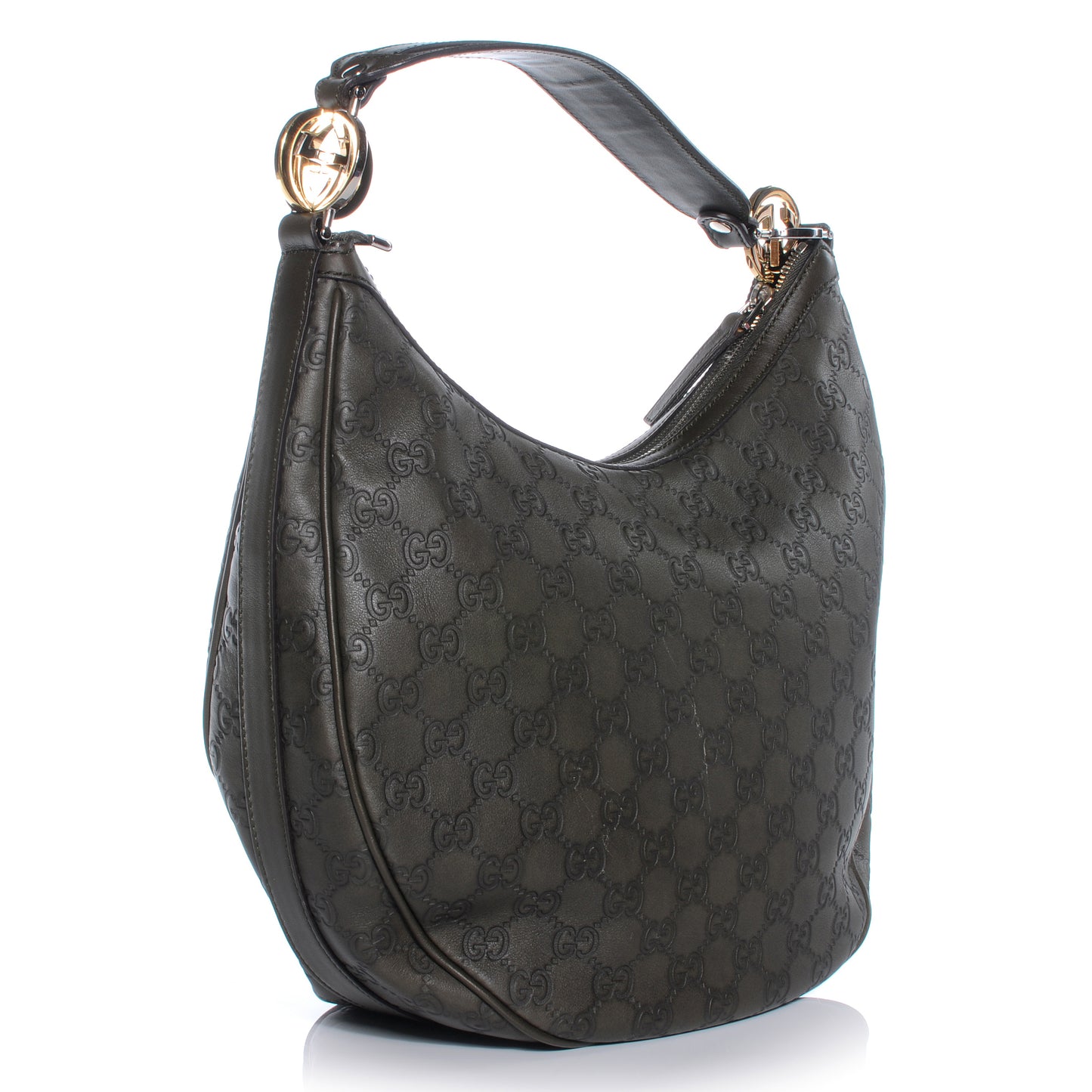 Guccissima Medium GG Twins Hobo Olive Green