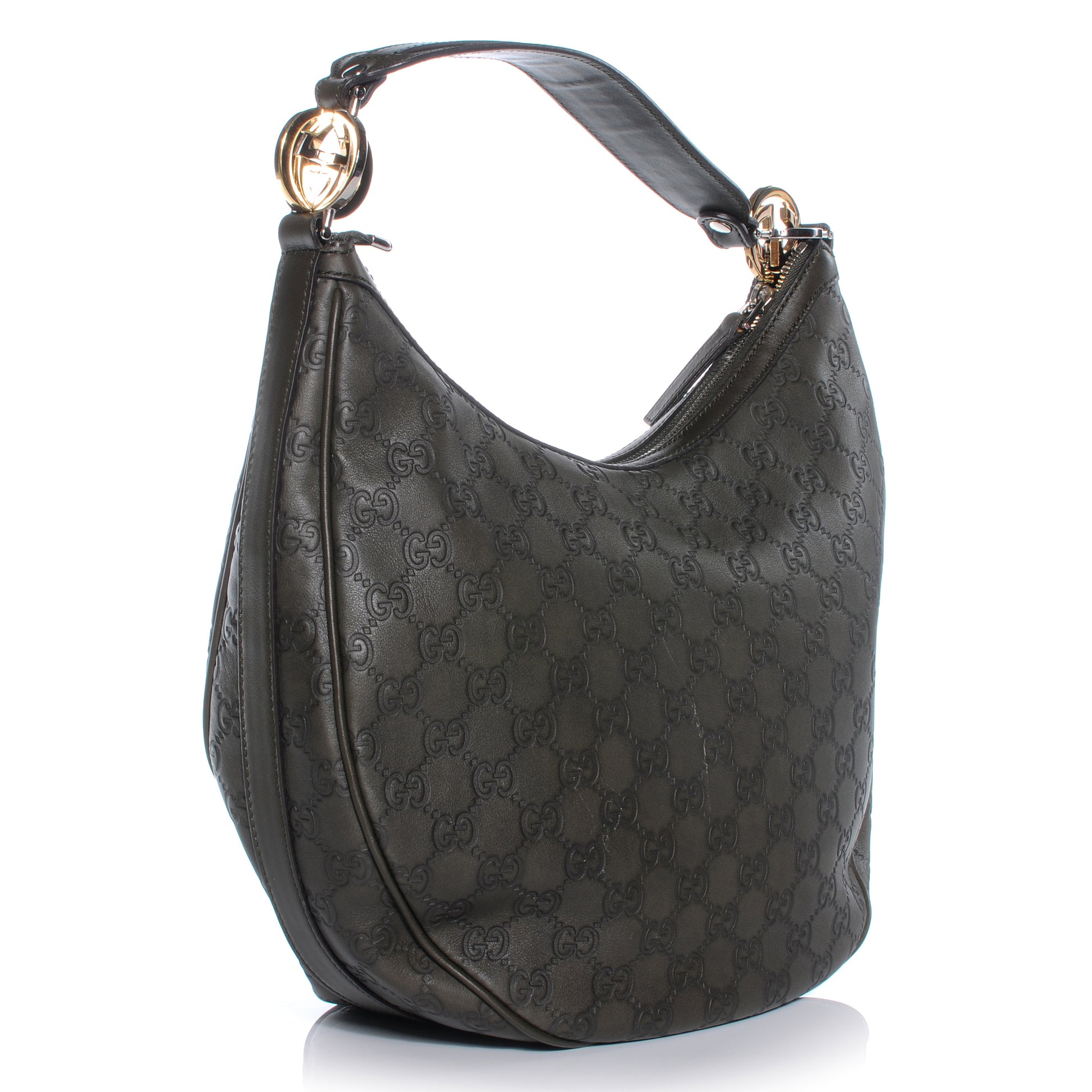 Gucci Guccissima Medium GG Twins Hobo Olive Green 3 of 9