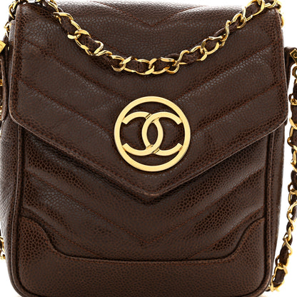 Chanel Caviar Chevron Envelope Flap Bag Brown 8 of 11