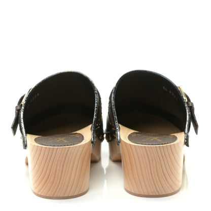 Louis Vuitton Calfskin Patent Monogram Cottage Clog Mules 40 Black 5 of 11