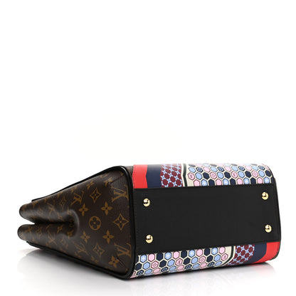 Louis Vuitton Calfskin Monogram Kimono Tote MM Rouge Navy 10 of 28