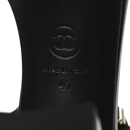 Chanel Lambskin Logo Platform Sandals 41 Black 8 of 12