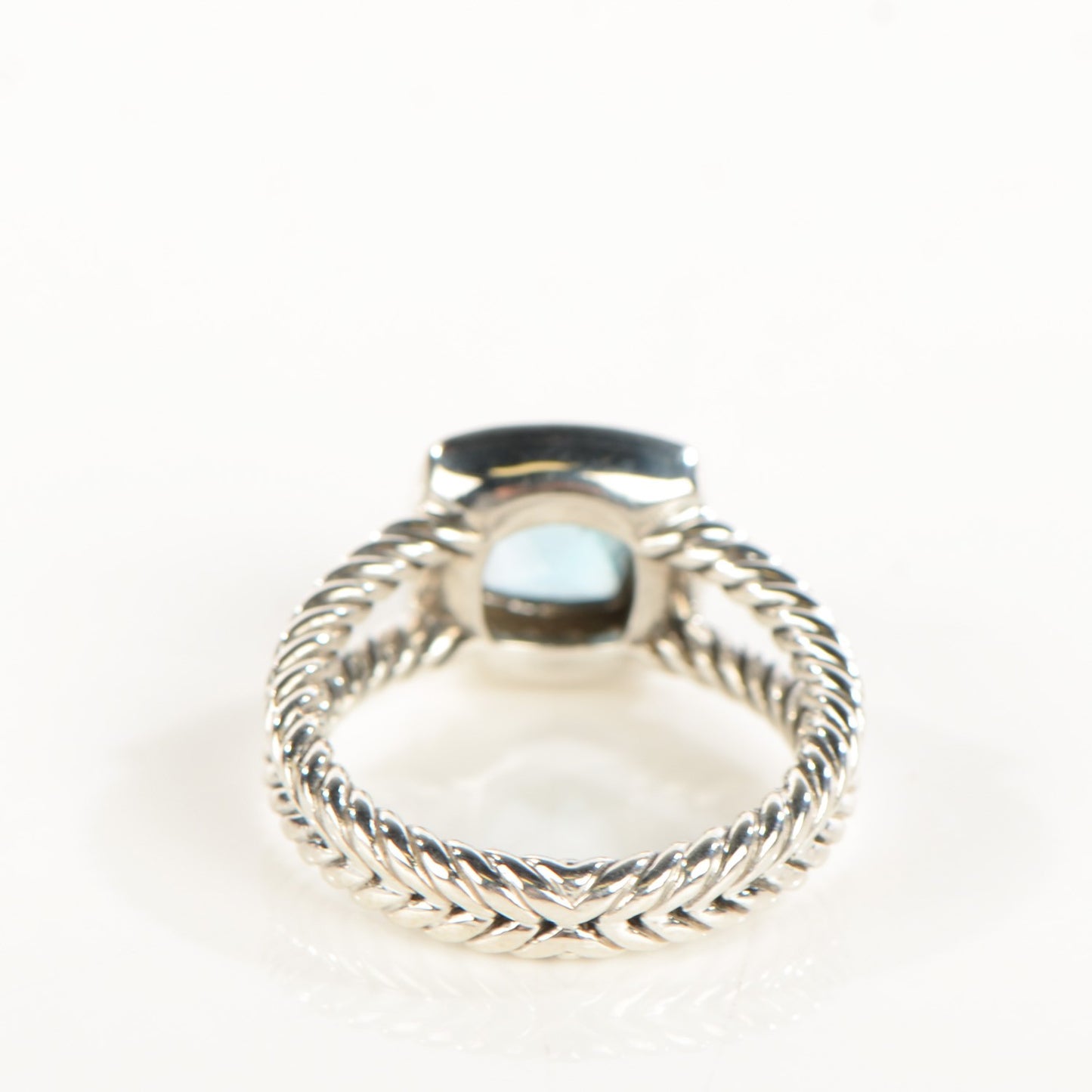 Sterling Silver Diamond Blue Topaz 7mm Petite Albion Ring 55 7.25