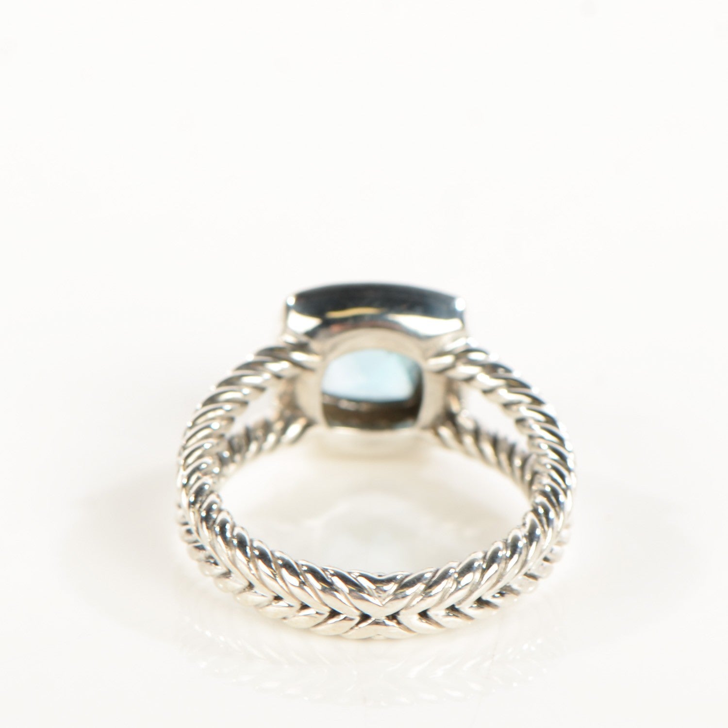 David Yurman Sterling Silver Diamond Blue Topaz 7mm Petite Albion Ring 55 7.25 3 of 4