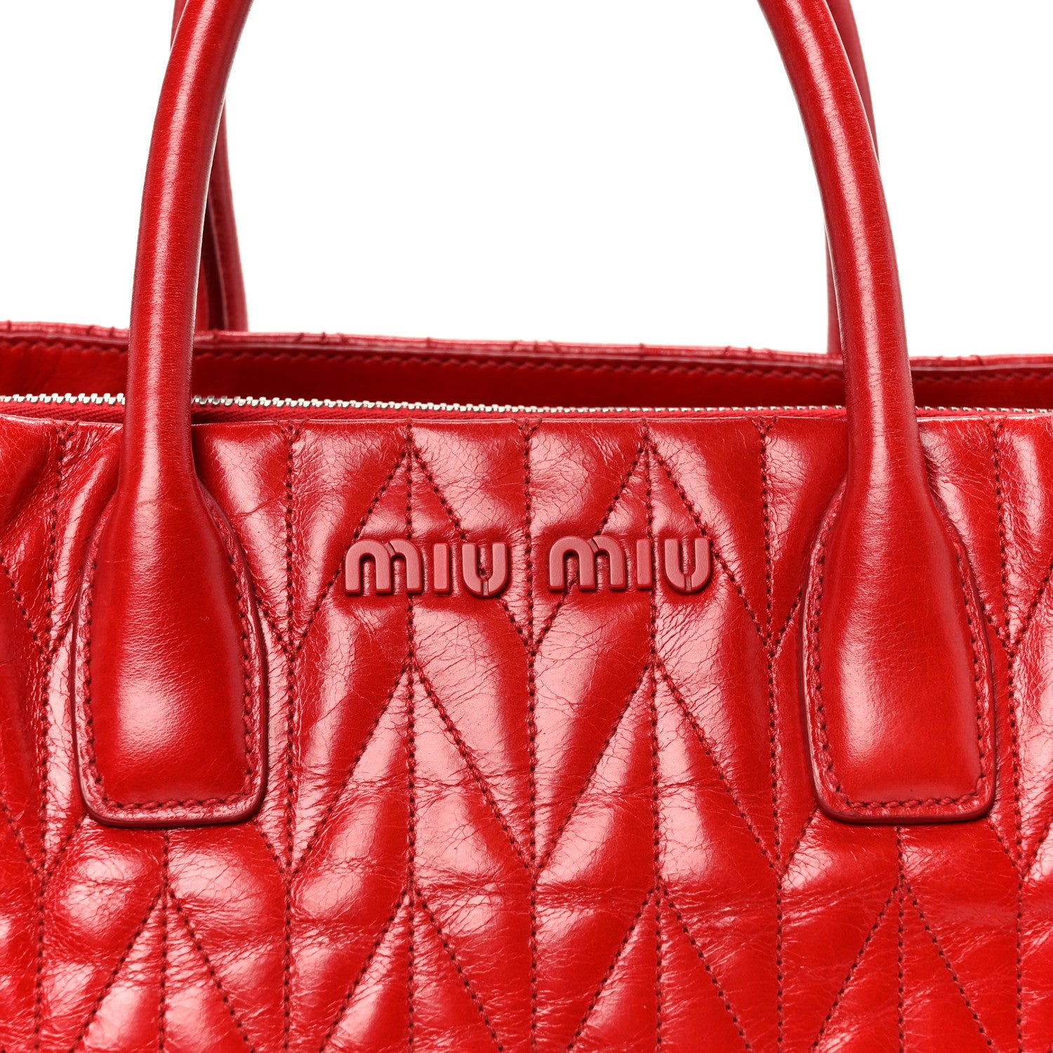 Miu Miu Nappa Matelasse Tote Fuoco 10 of 12