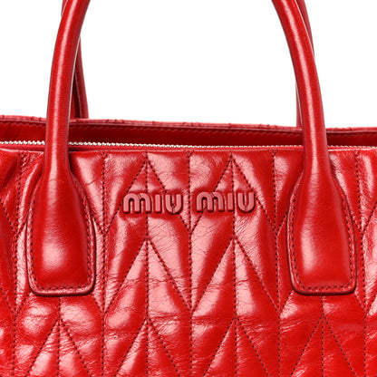 Miu Miu Nappa Matelasse Tote Fuoco 10 of 12