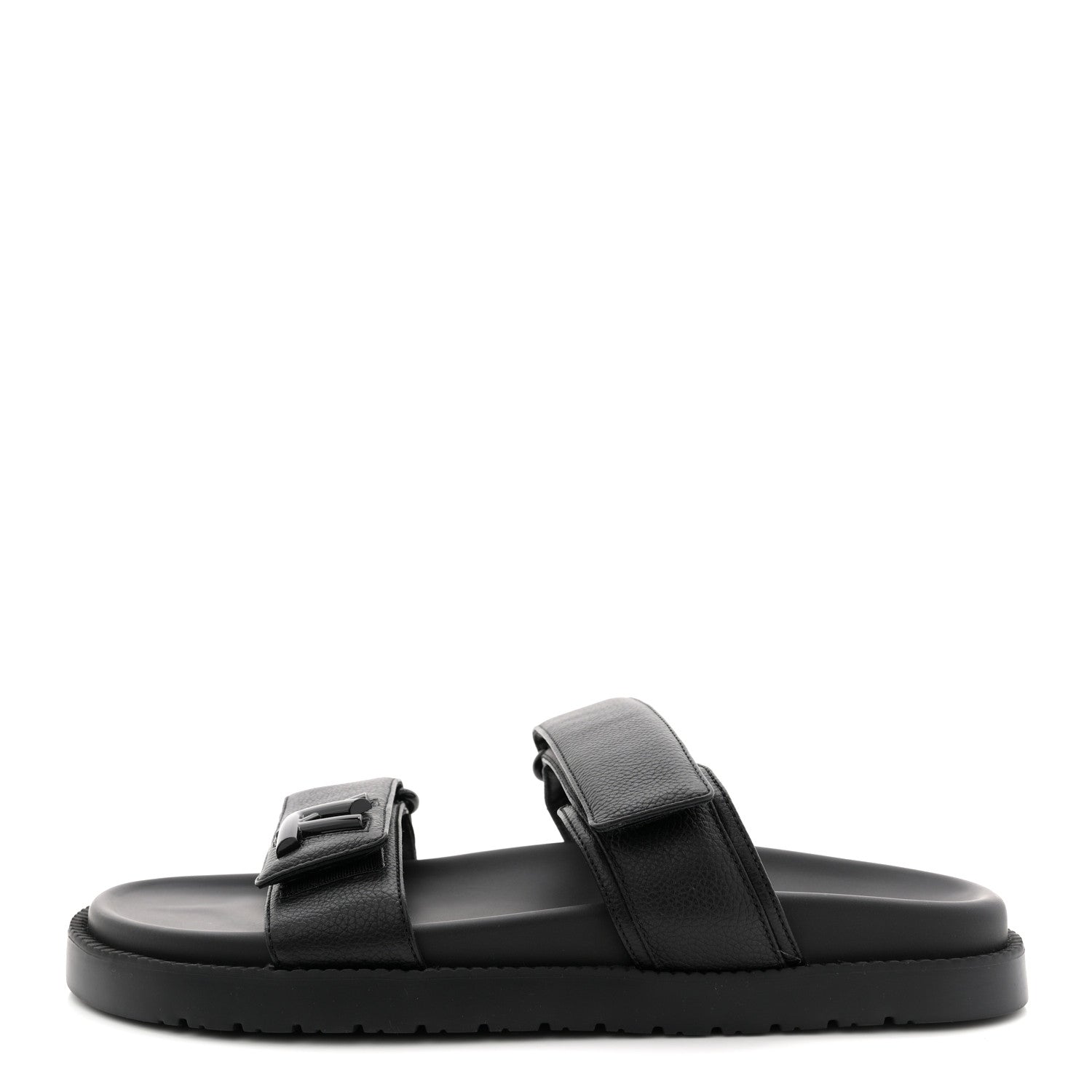 Louis Vuitton Grained Calfskin Sunset Comfort Flat Sandals 41 Black 1 of 9