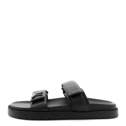 Louis Vuitton Grained Calfskin Sunset Comfort Flat Sandals 41 Black 1 of 9