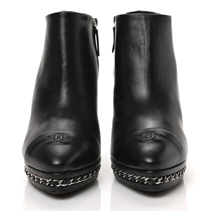 Chanel Lambskin CC Platform Cap Toe Chain Ankle Boots 40 Black 2 of 8