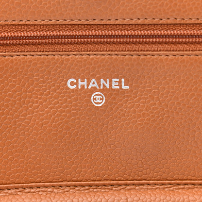 Chanel Caviar Quilted Wallet On Chain WOC Light Brown 5 of 10