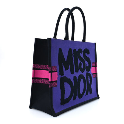 Christian Dior Canvas Embroidered Large Miss Dior Graffiti Book Tote Fuchsia Purple 3 of 10