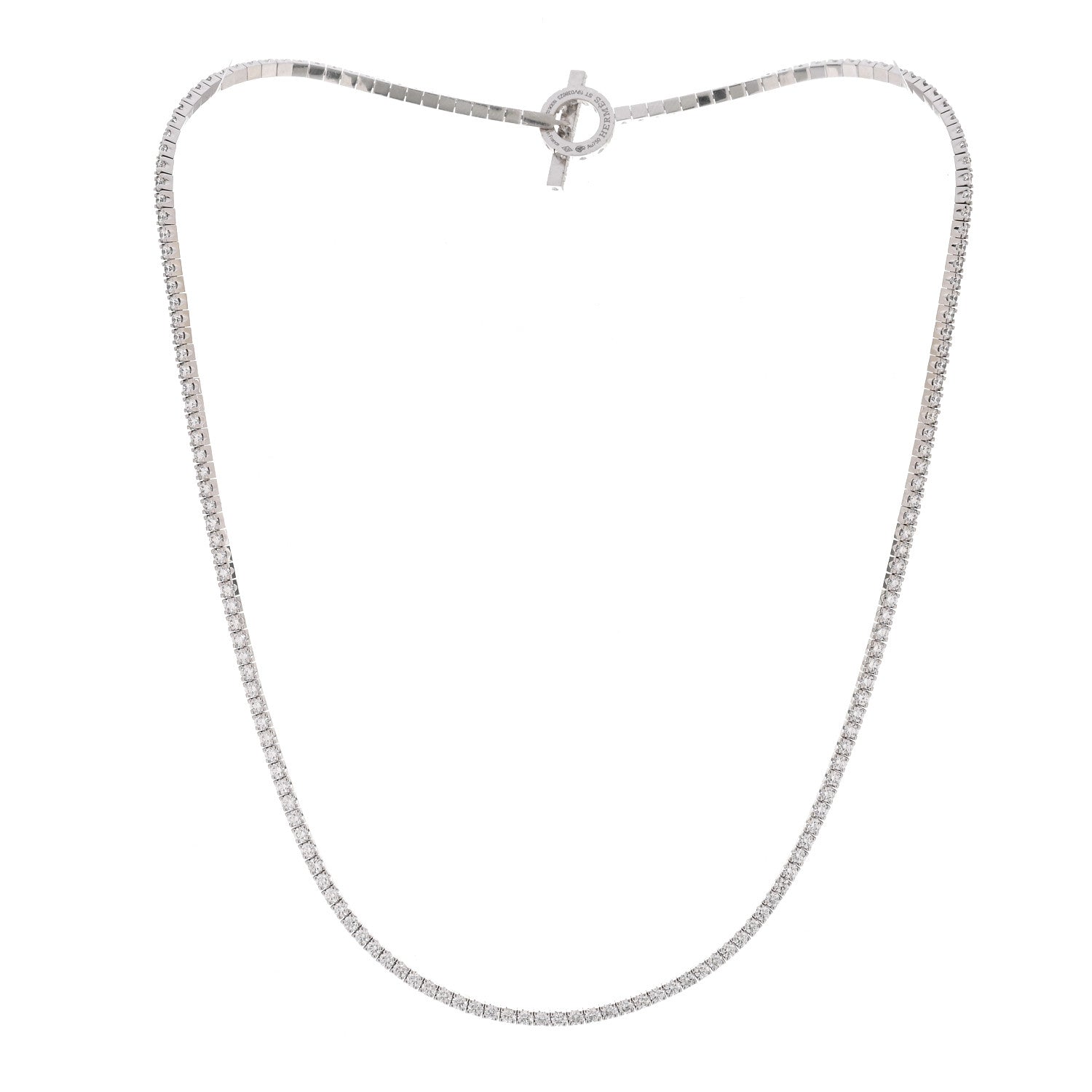 Hermes 18K White Gold Diamond Finesse Link Necklace 3 of 4