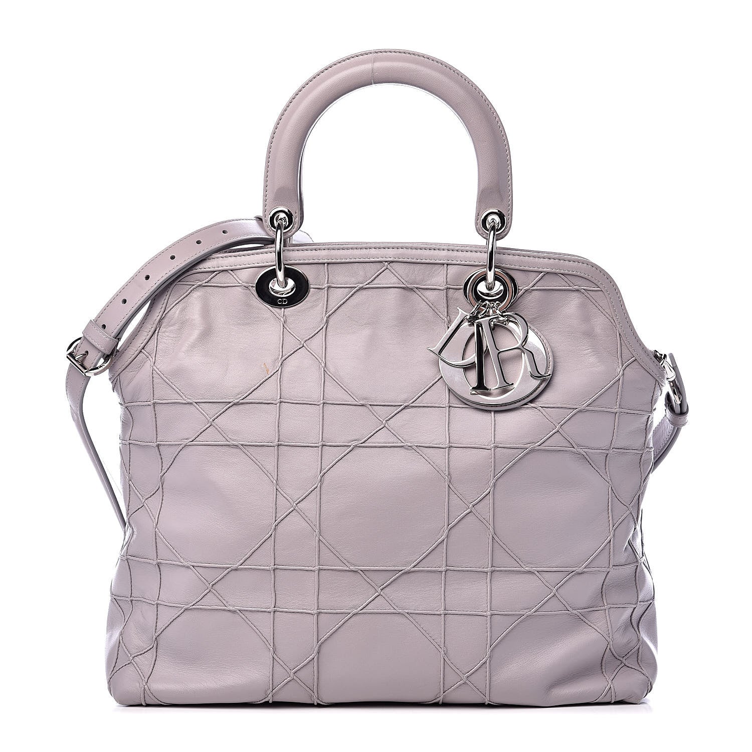 Christian Dior Lambskin Cannage Medium Granville Tote Grey 1 of 15