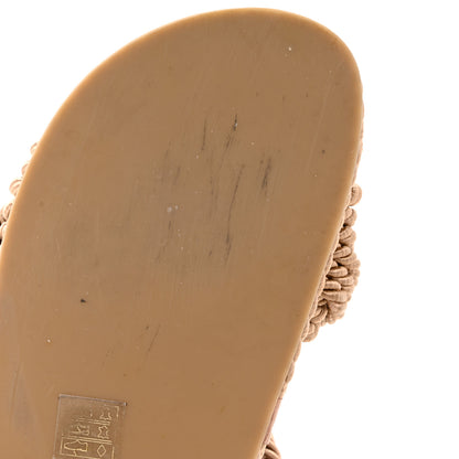 Valentino Garavani Calfskin Silk Woven Rockstud Torchon 5mm Sandals 39 Poudre 10 of 11