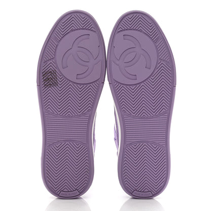 Chanel Cotton Sneakers 38.5 Purple White 5 of 8