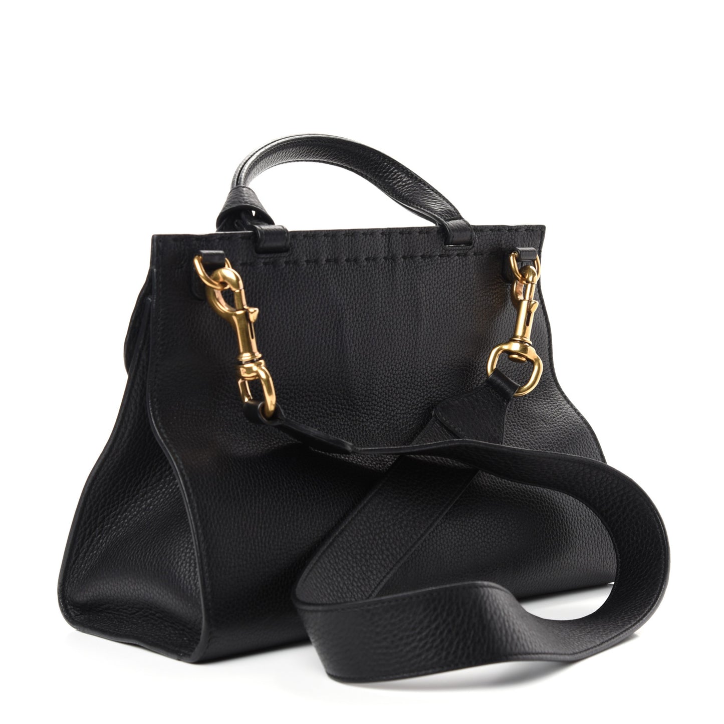 Calfskin Small GG Marmont Top Handle Bag Black
