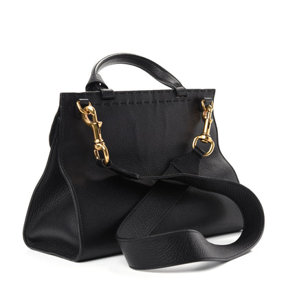 Gucci Calfskin Small GG Marmont Top Handle Bag Black 3 of 11