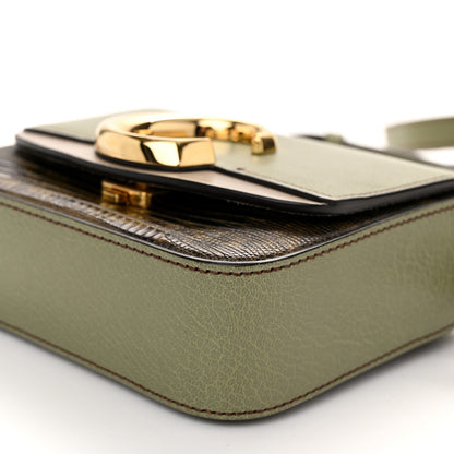 Chloe Goatskin Calfskin Lizard Embossed Mini C Double Carry Antique Green 10 of 11