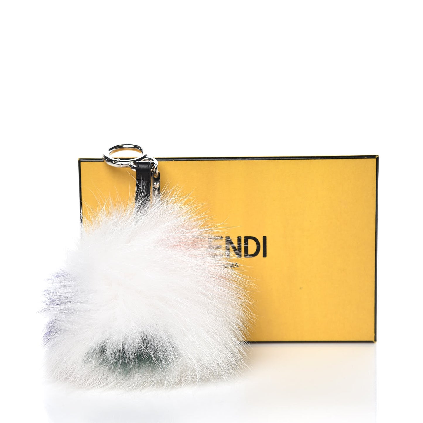 Fox Fur Polka Dot Pom Pom Bag Charm White