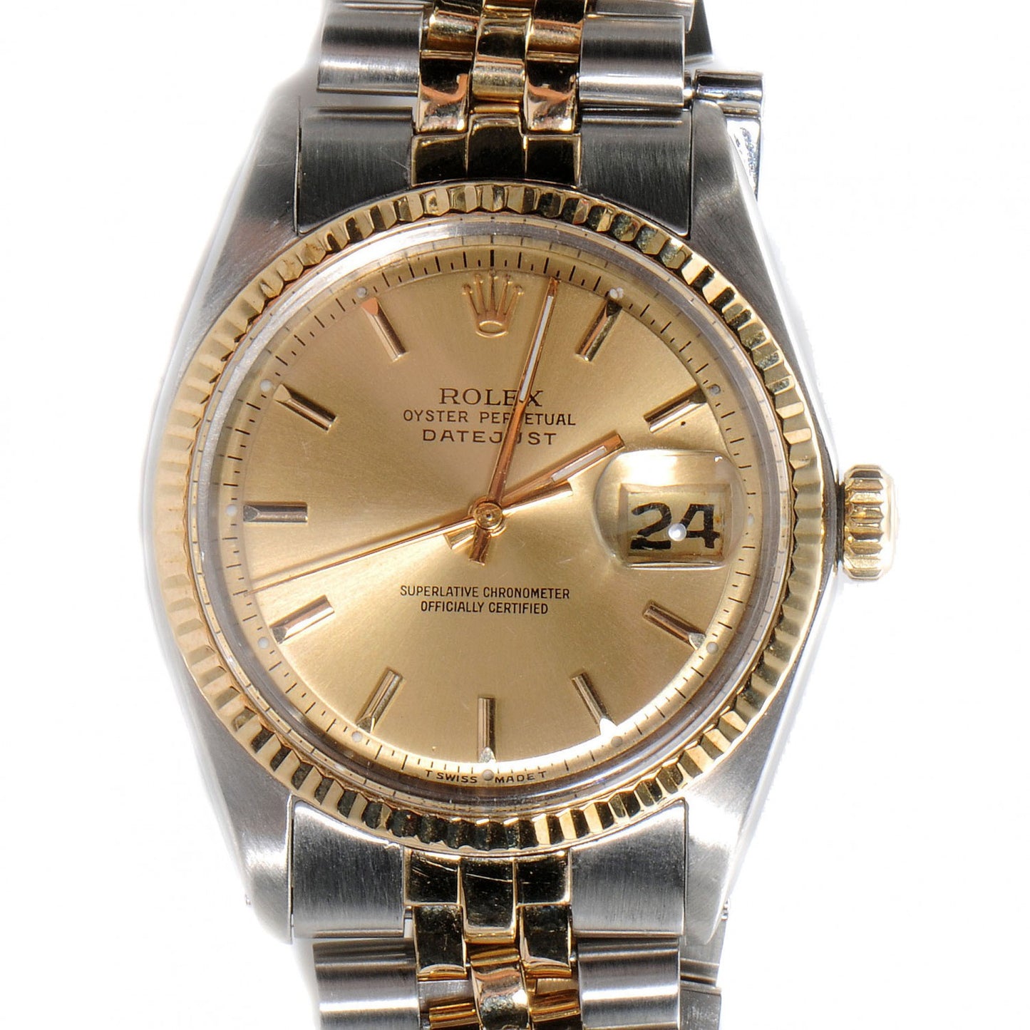 Stainless Steel 18K Yellow Gold 36mm Oyster Perpetual Datejust Watch Champagne 1603