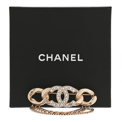 Chanel Crystal Multi Strand Chain CC Brooch Gold 5 of 5
