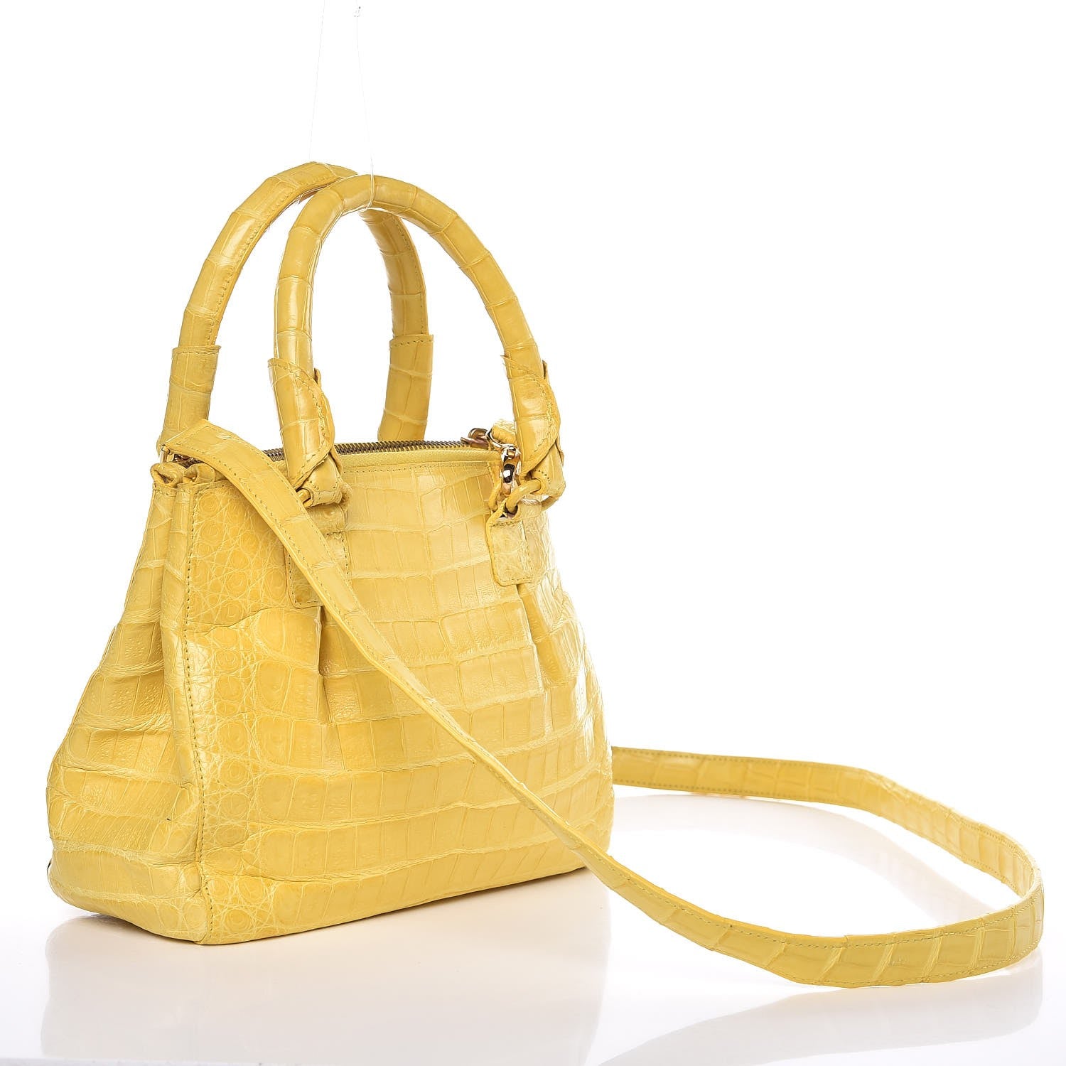 Nancy Gonzalez Crocodile Mini Double Zip Satchel Yellow 3 of 11