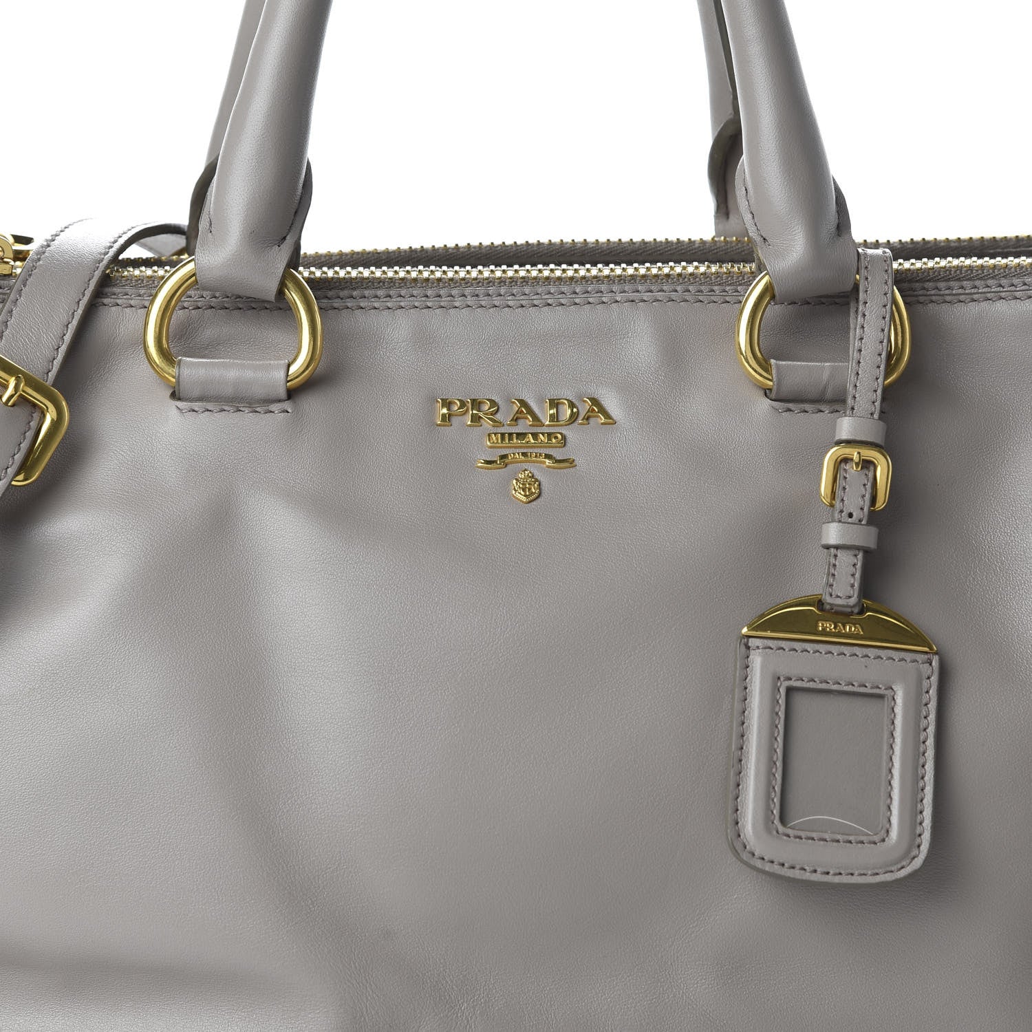 Prada Soft Calfskin Double Zip Shoulder Bag Pomice 10 of 10