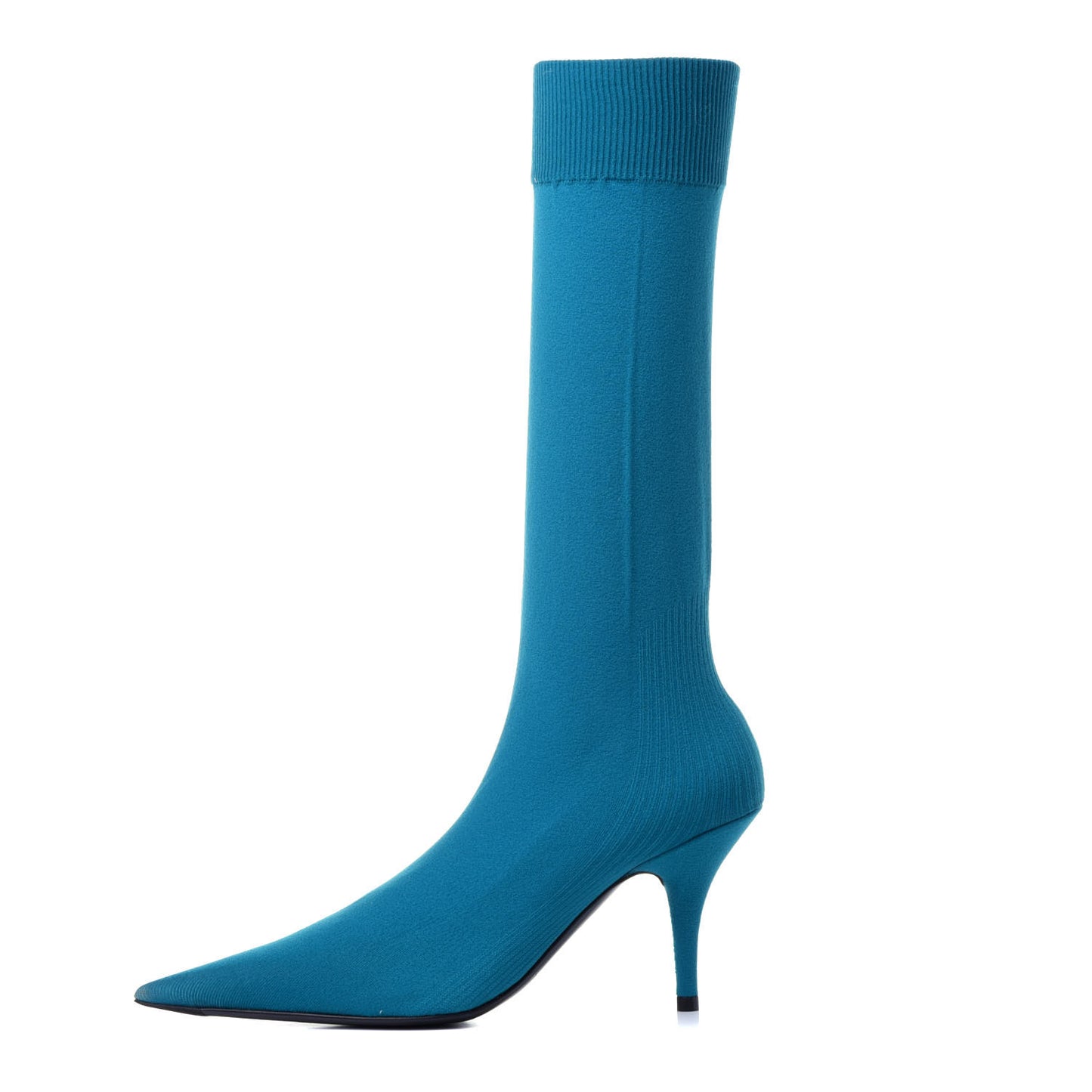 Jersey Crepe Pointed Toe Knife Booties 35 Azure