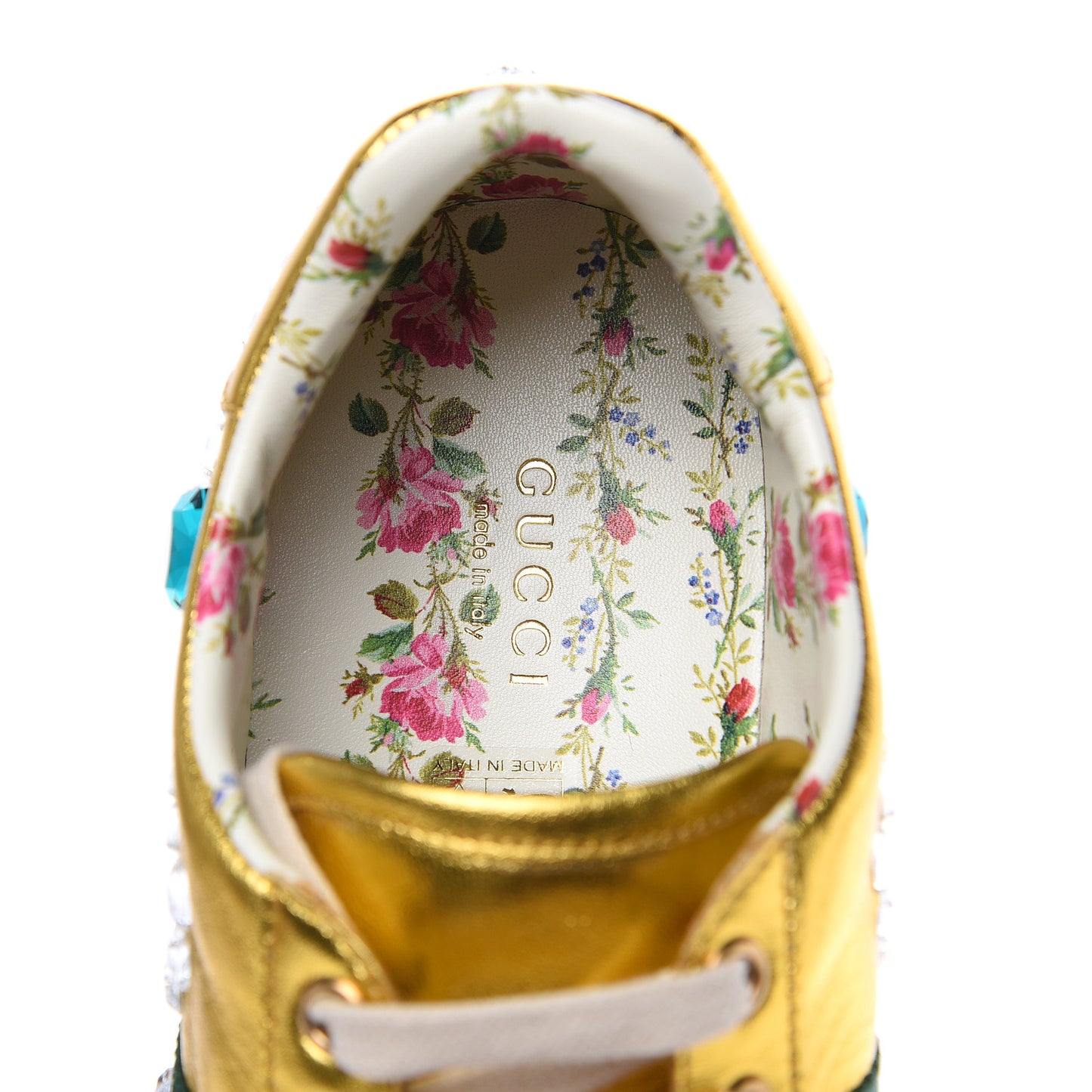 Metallic Nappa Crystal Web Womens Ace Sneakers 39 Oro Vecchio