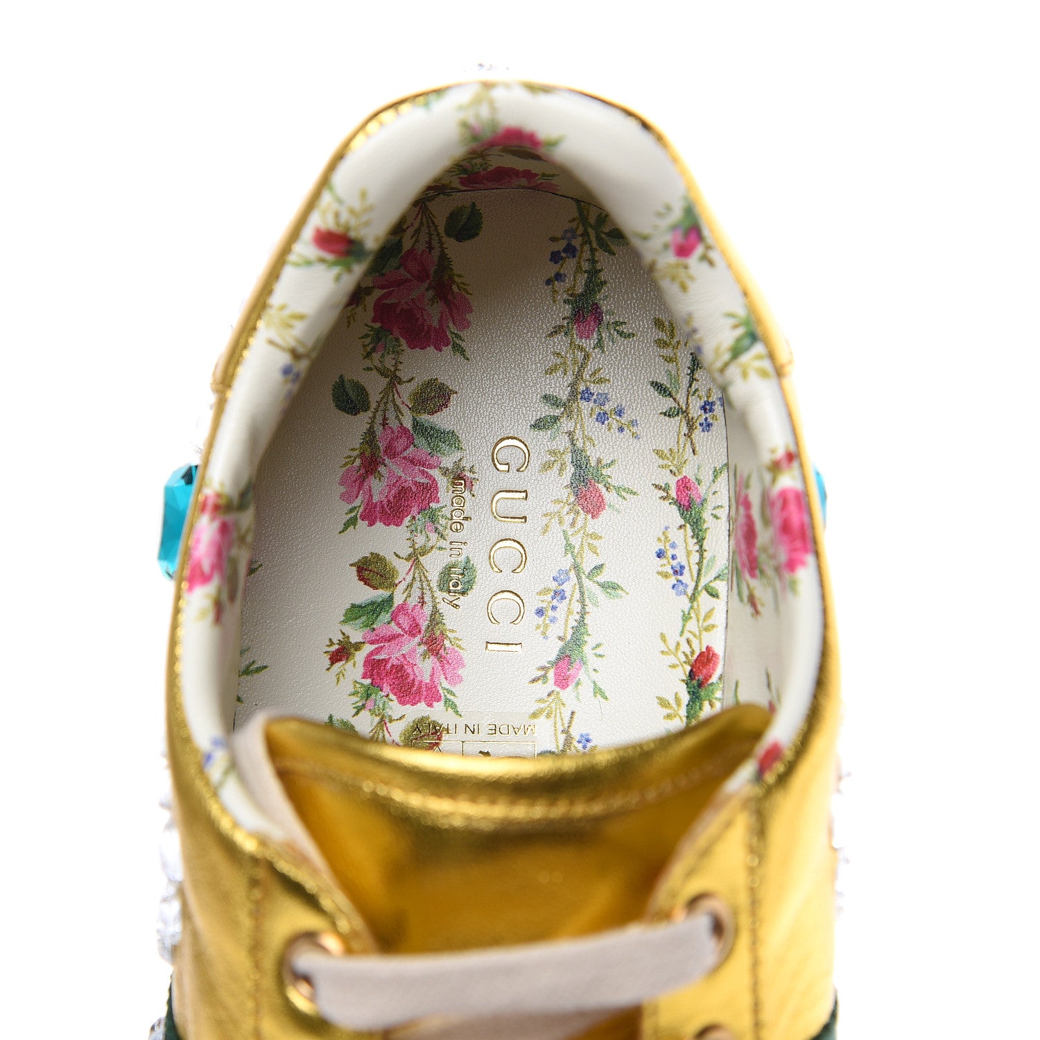 Gucci Metallic Nappa Crystal Web Womens Ace Sneakers 39 Oro Vecchio 7 of 10