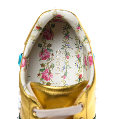 Gucci Metallic Nappa Crystal Web Womens Ace Sneakers 39 Oro Vecchio 7 of 10