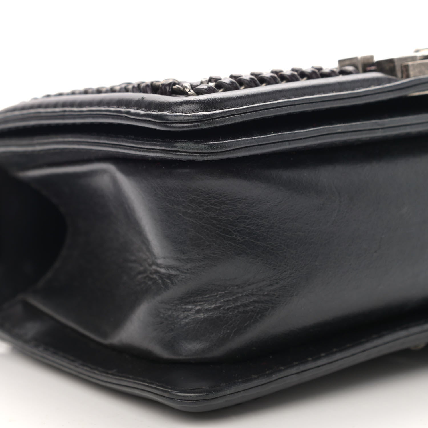 Chanel Shiny Goatskin Quilted Small Boy Top Handle Flap Charcoal 9 of 15