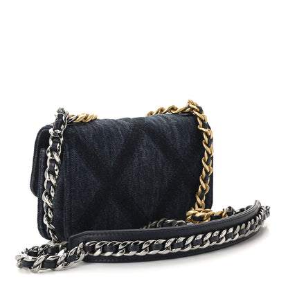 Chanel Denim Quilted Chanel 19 Flap Phone Holder With Chain Blue 3 of 11