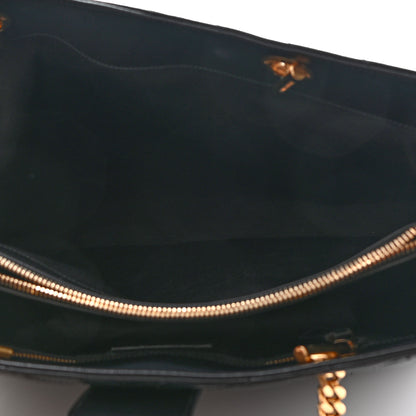 Saint Laurent Grain De Poudre Matelasse Chevron Monogram Shopping Bag Black 5 of 13