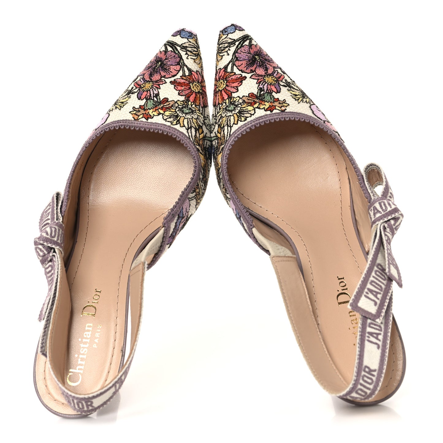 Canvas Embroidered Voyage Cotton Ribbon J'Adior Slingback 65mm Pumps 38 Poudre Multicolor