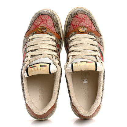 Gucci GG Supreme Monogram Harness Calfskin Web Womens Screener Sneakers 37.5 Beige Ebony Rosso Harness Brown 2 of 10