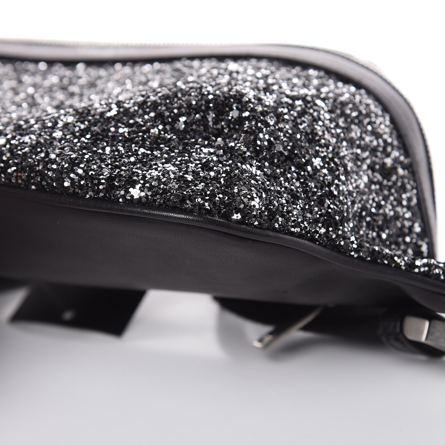 Saint Laurent Lambskin Glitter Belt Bag Metallic Black 10 of 11