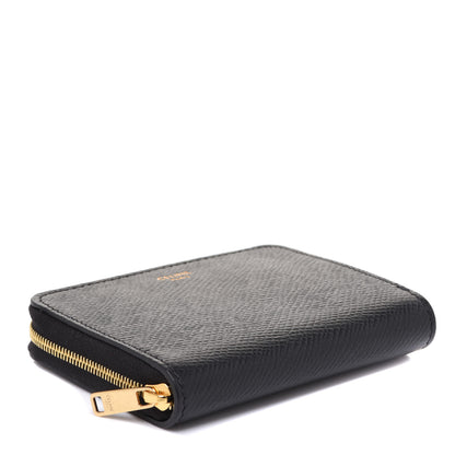 Celine Grained Calfskin Compact Zipped Wallet Black 4 of 7