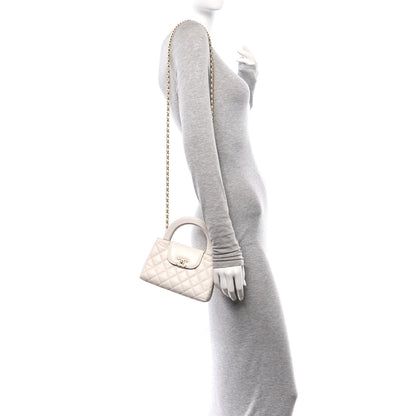 Chanel Shiny Aged Calfskin Quilted Nano Kelly Shopper White 2 of 11