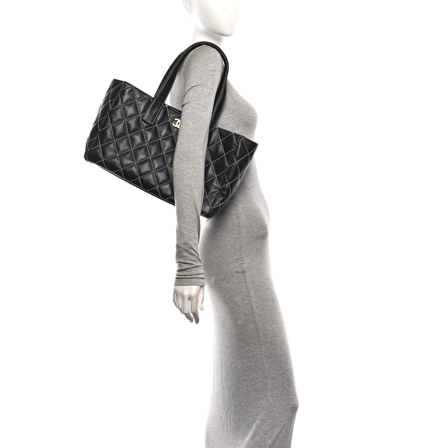 Chanel Calfskin Wild Stitch Large Tote Black 2 of 10