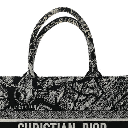 Christian Dior Canvas Embroidered Medium Plan De Paris Book Tote Black White 8 of 10