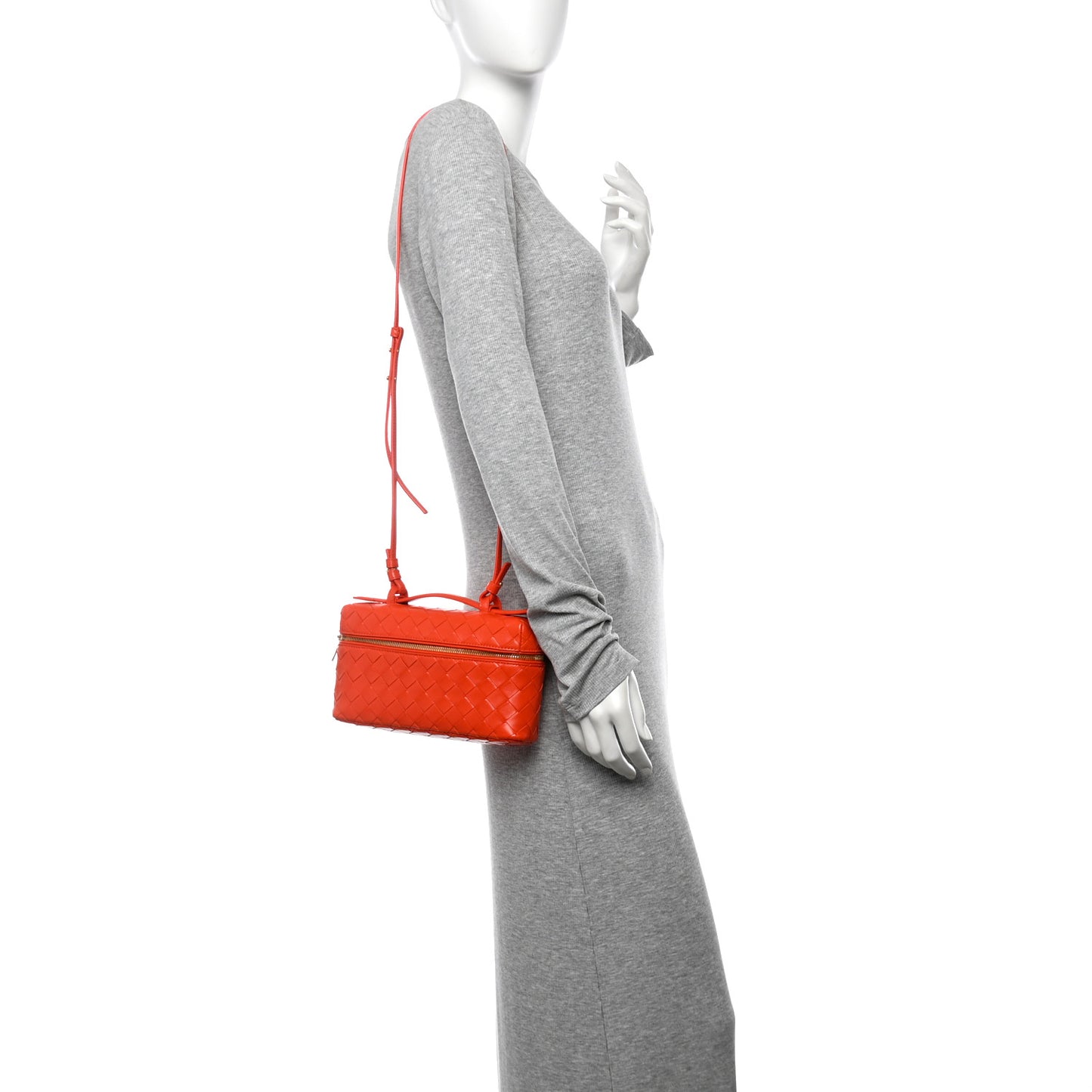 Calfskin Intrecciato Bang Bang Vanity Case Orange