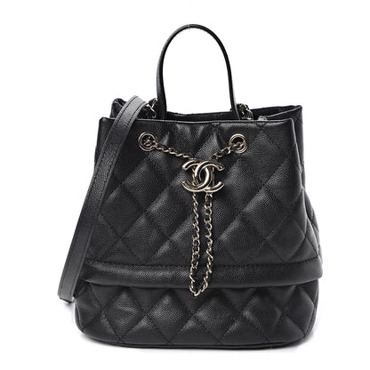 Chanel Caviar Quilted Large Rolled Up Bucket Drawstring Bag Black 2 of 11